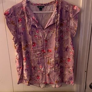 Buffalo David Bitton Purple Floral Blouse